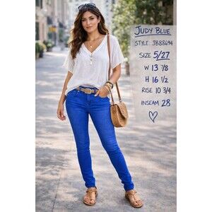 Judy Blue Royal Blue Garment Dyed Skinny Jeans – Tummy Control, Size 5/27